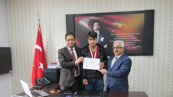 Ziyaret - Sadiye Ünsalan MTAL Müdürü Abdulkadir ÇOLAK ve Karate Spor Dalında Türkiye 3. Öğrencimiz Caner AYGÖREN